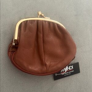 Mundi Brown Leather Clutch